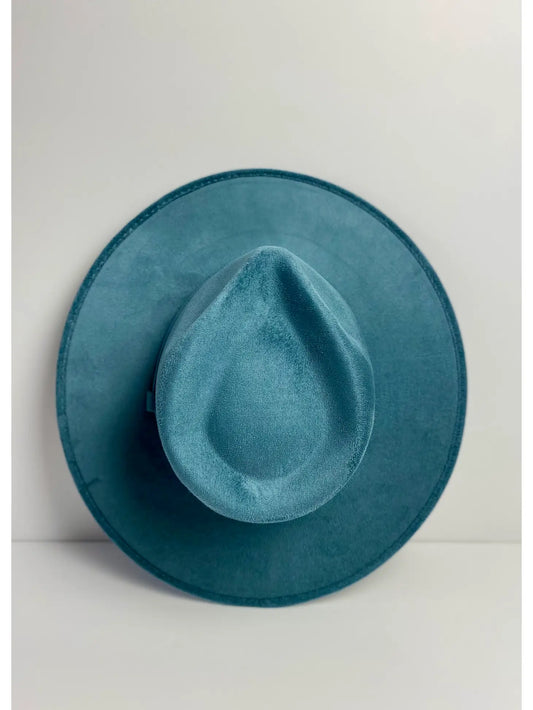 Vegan Suede Rancher Hat- Peacock Blue