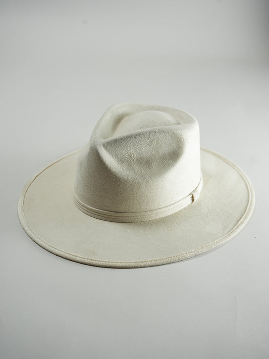 Vegan Suede Rancher Hat - Ivory