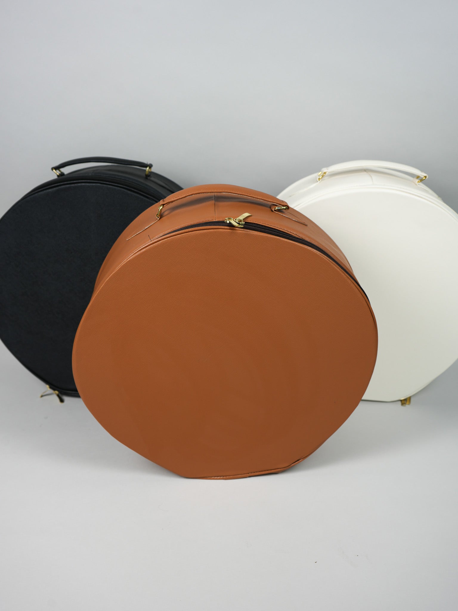 3-Piece Hat Box Set with Faux Leather Lids, Floral Pattern
