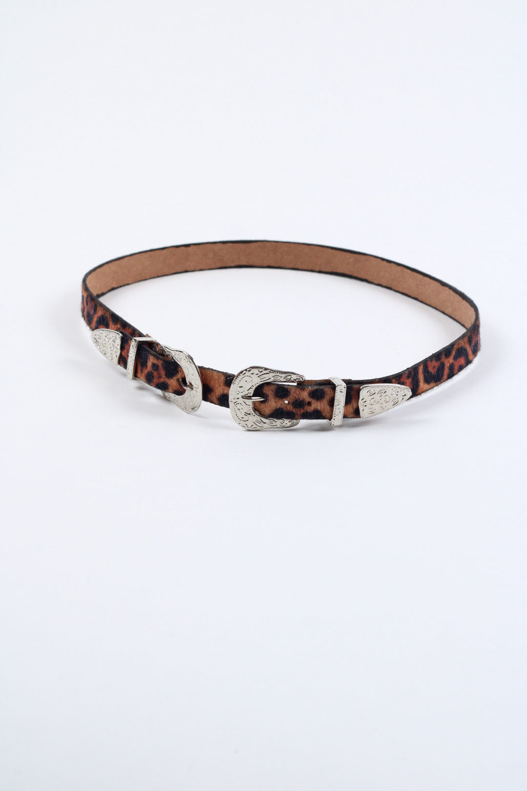 Double Buckle Leather Hat Band
