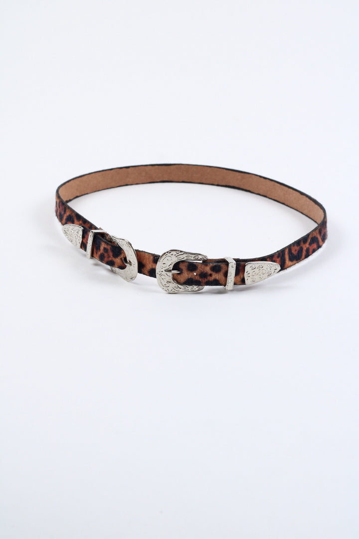 Double Buckle Leather Hat Band