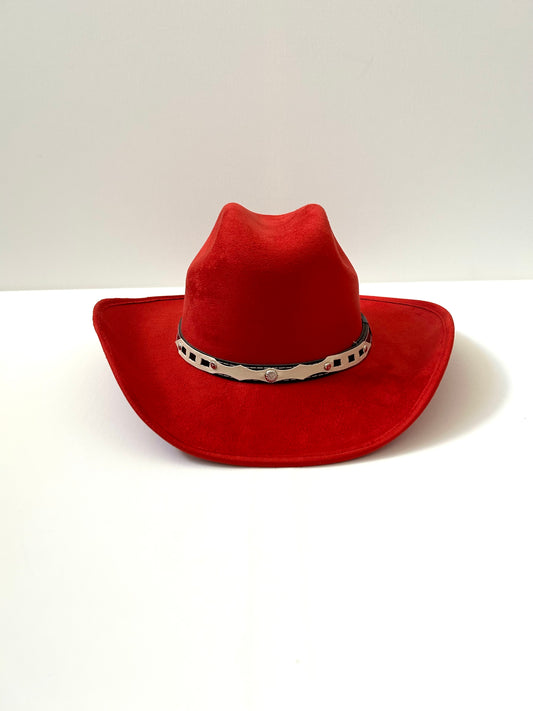 Kids Vegan Suede Austin Hat - Lipstick Red