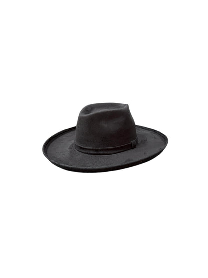 Vegan Suede Diamond Hat - Pencil Brim - Black