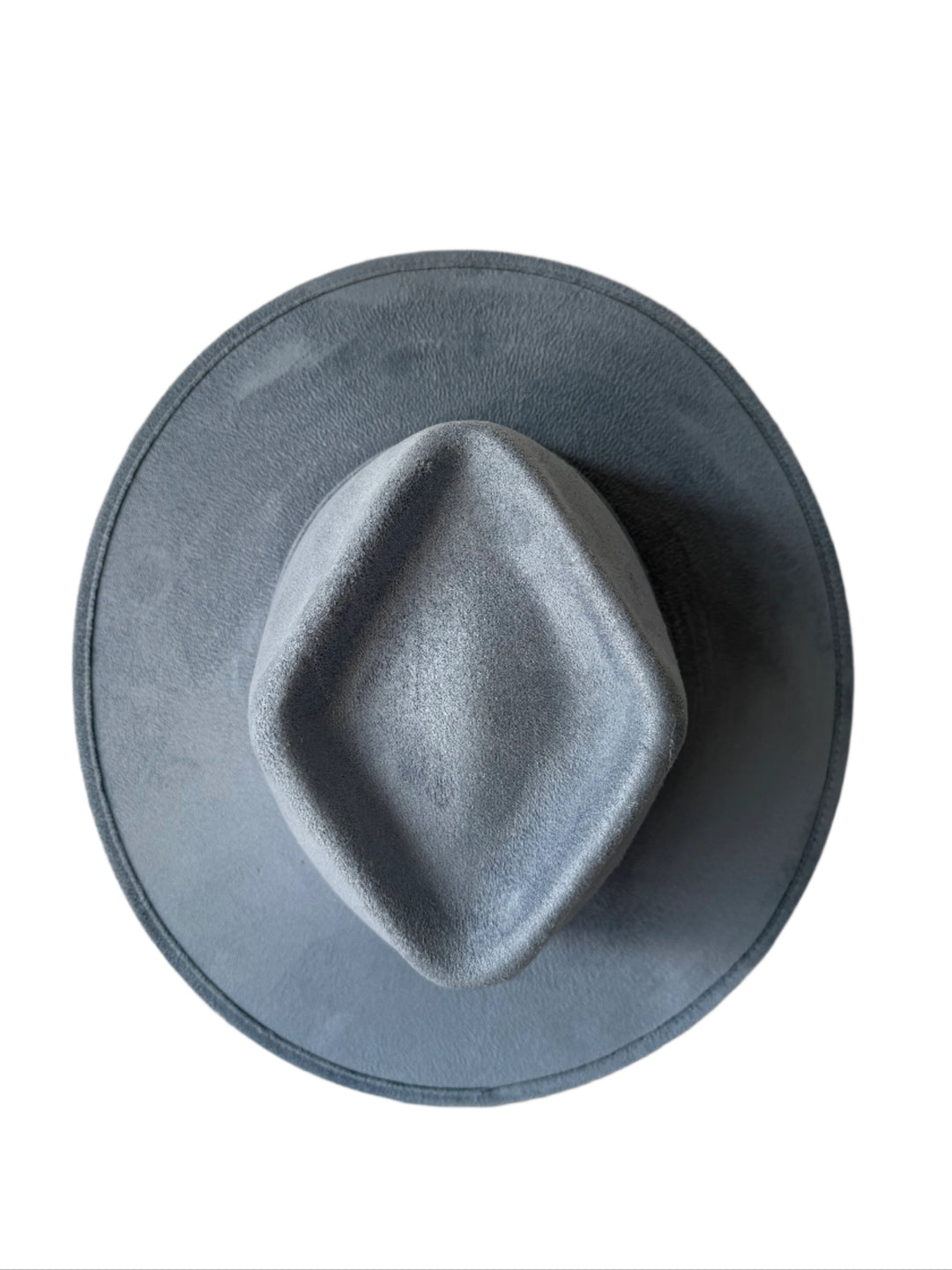Vegan Suede Diamond Hat - Flat Brim - Steel Blue