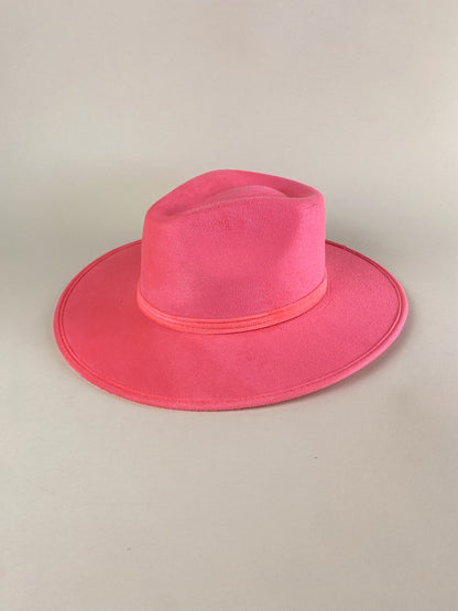 Vegan Suede Rancher Hat - Barbie Pink