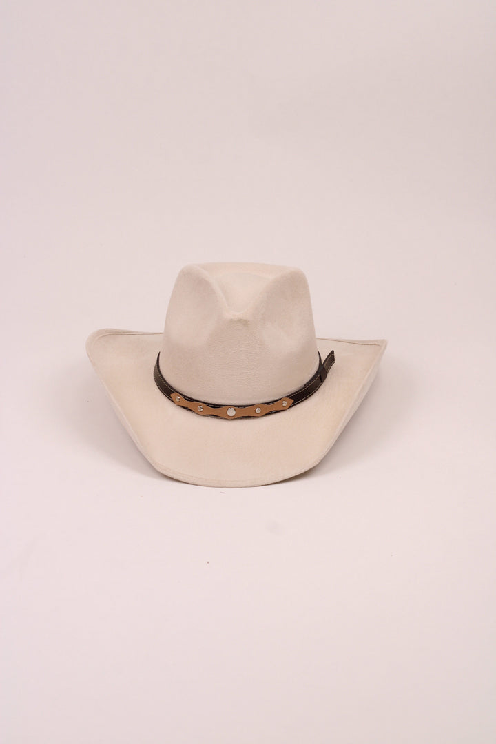 Santa Fe Vegan Suede Cowboy Rancher Hat- Ivory