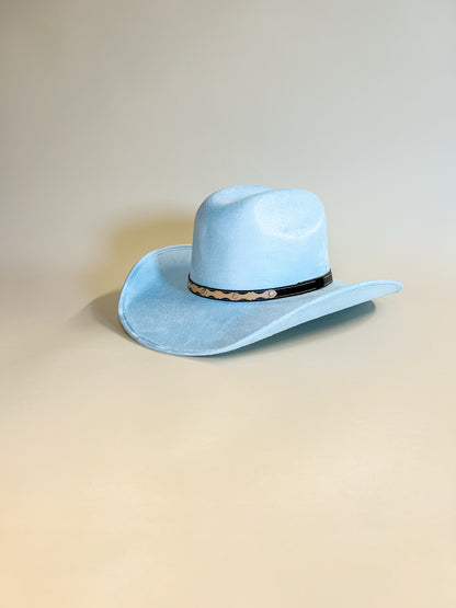 Austin Vegan Suede Cowboy Hat- Sky Blue