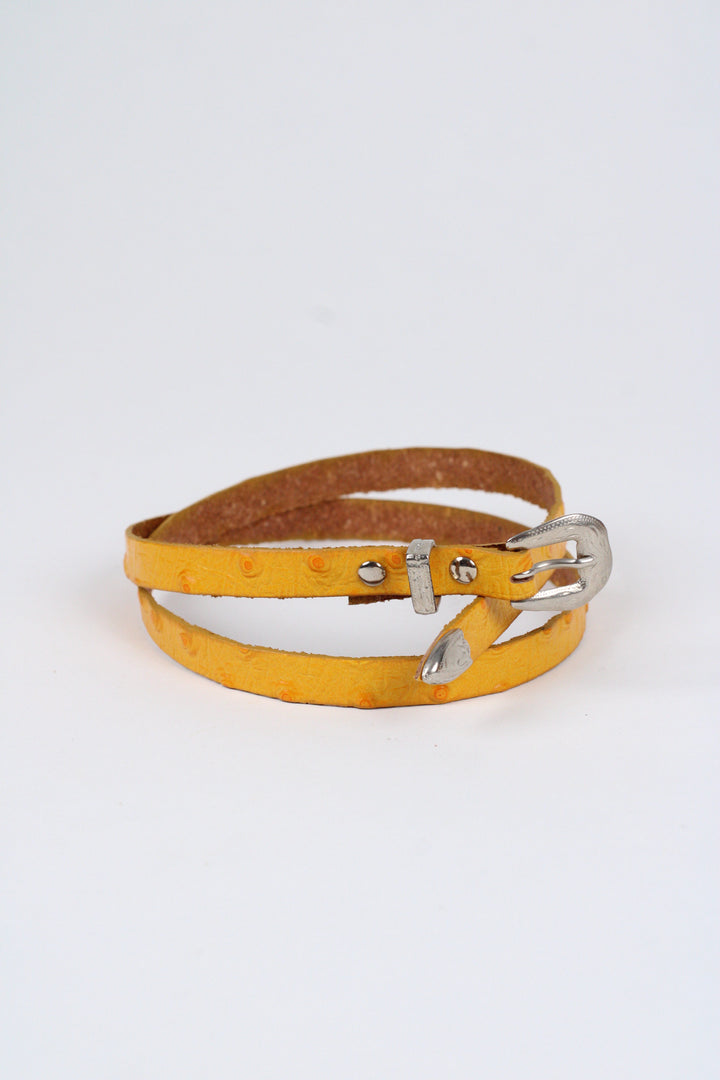 Ostrich Print Leather Hat Band w/Buckle Raw