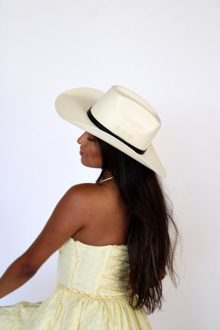 El Paso Brick Top Structured Cowboy Hat - Ivory