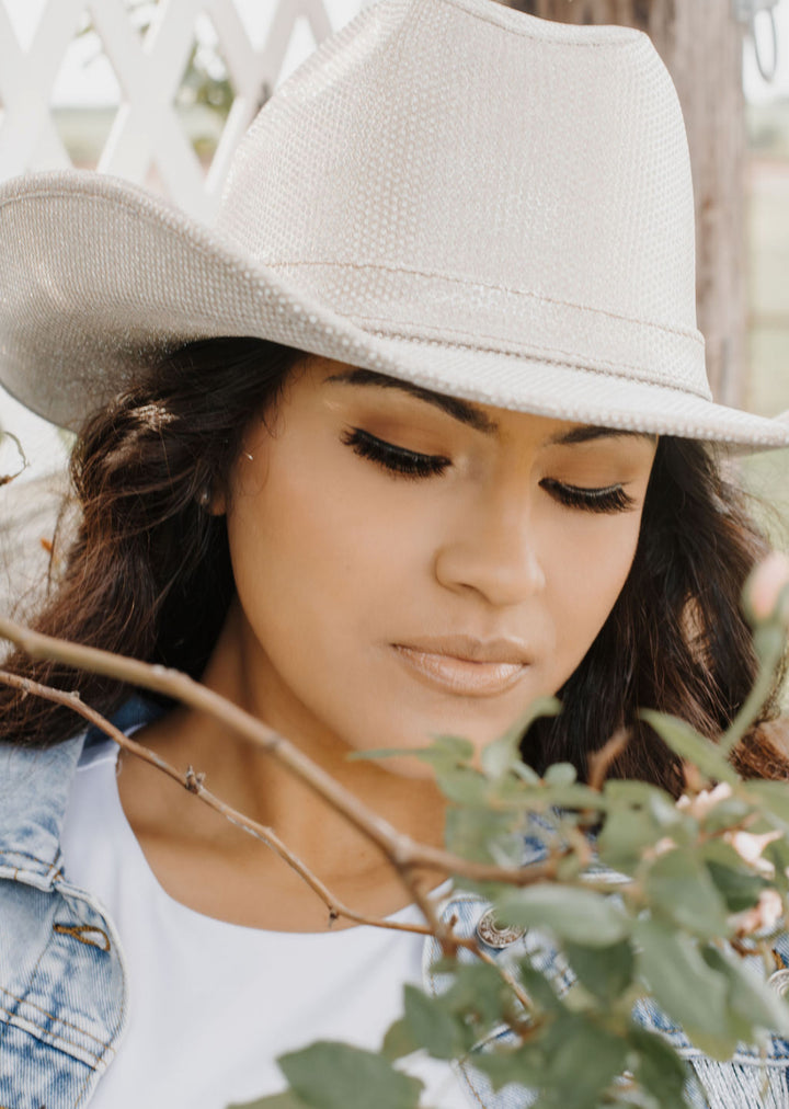 Western Cowboy Glitter Hat - Silver Textured