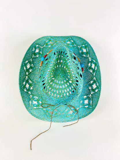 Bayside Rancher Raffia Hat - Aqua Green