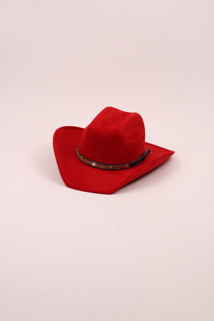 Kids Vegan Suede Austin Hat - Lipstick Red