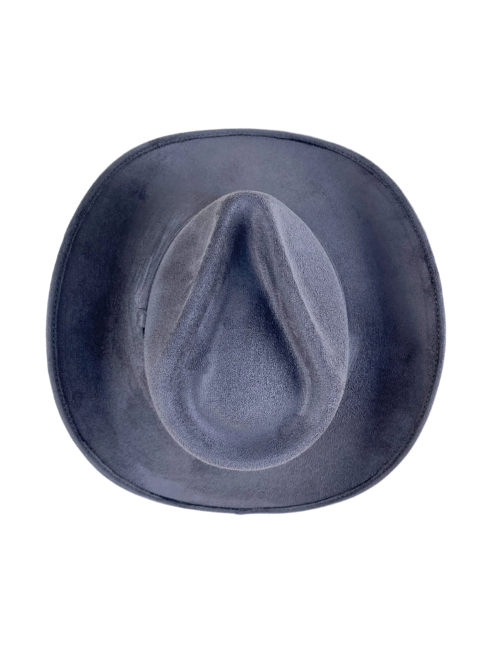 Santa Fe Vegan Suede Cowboy Rancher Hat- Charcoal W/O Band