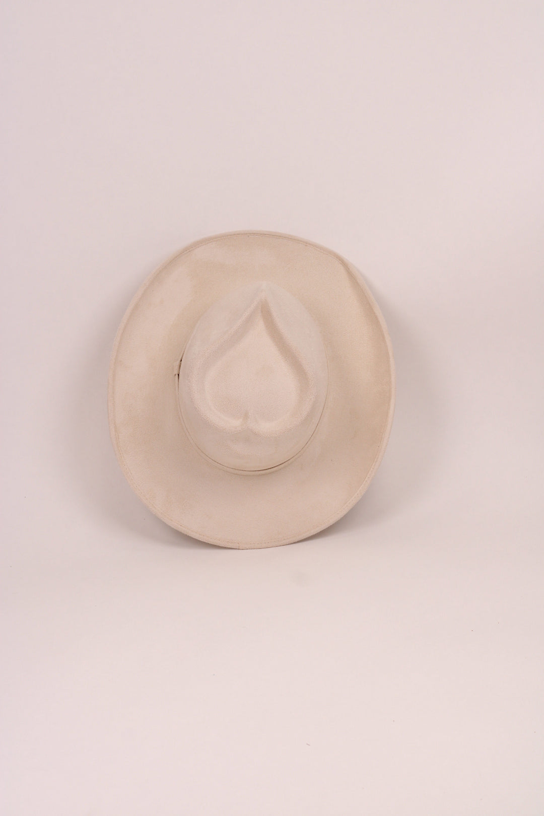 Vegan Suede Heart Shaped Cowboy Hat- Ivory