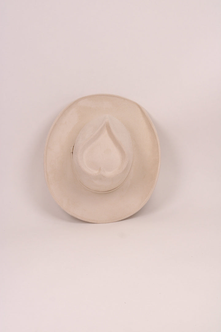 Vegan Suede Heart Shaped Cowboy Hat- Ivory
