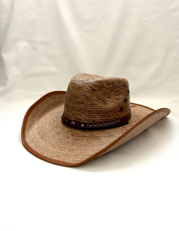 Red Rock Palm Leaf Rancher Cowboy Hat - Saddle Brown