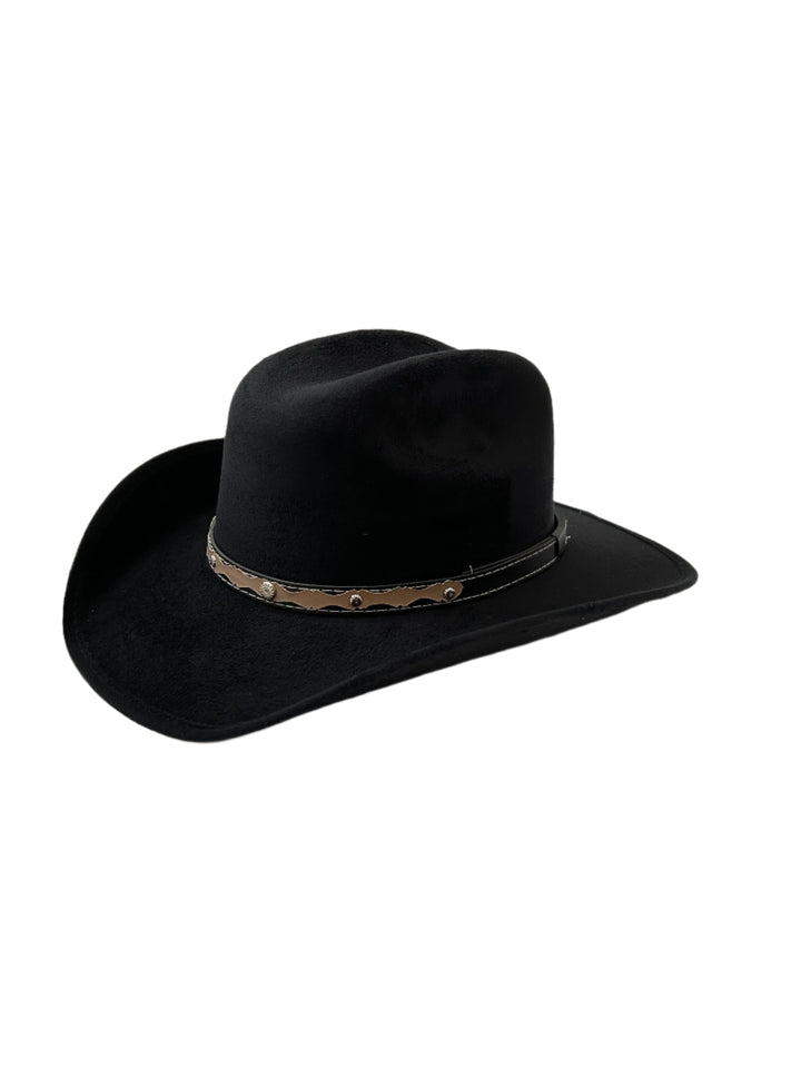 Kids Vegan Suede Austin Hat - Black