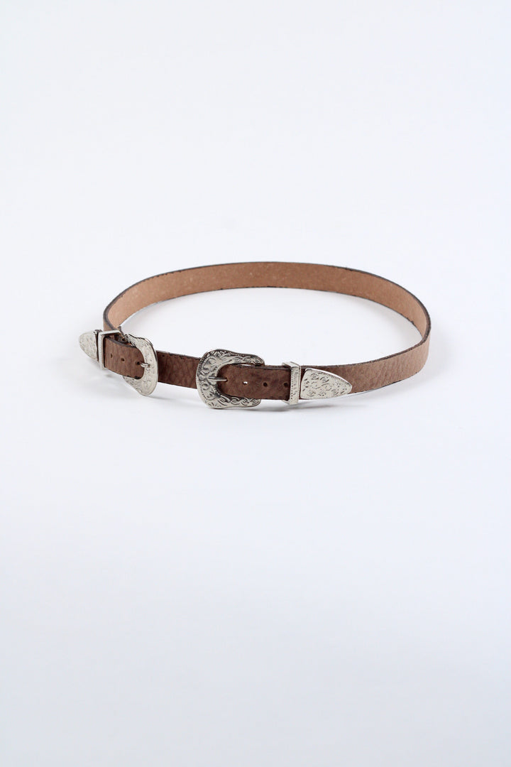 Double Buckle Leather Hat Band
