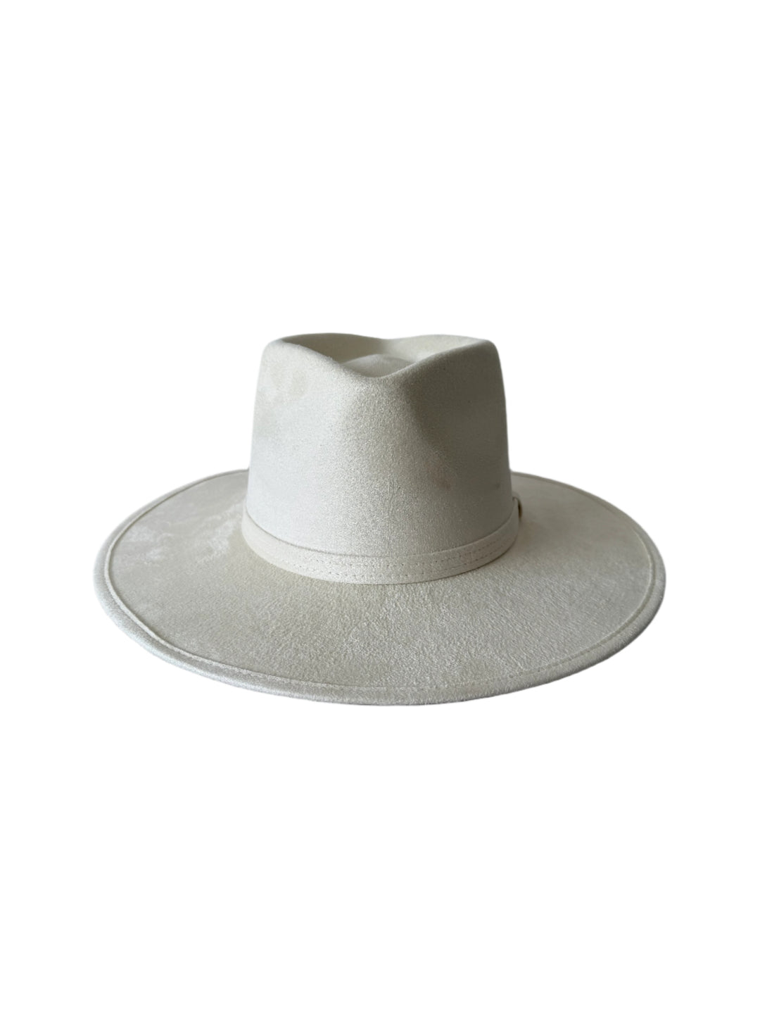 Vegan Suede Diamond Hat - Flat Brim - White