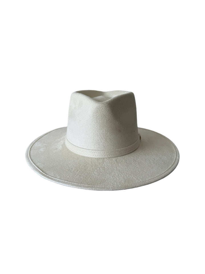 Vegan Suede Diamond Hat - Flat Brim - White