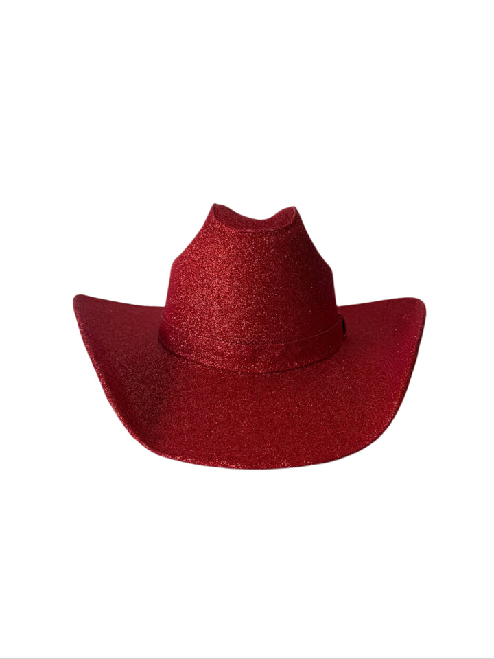 Western Cowboy Glitter Hat- Lipstick Red
