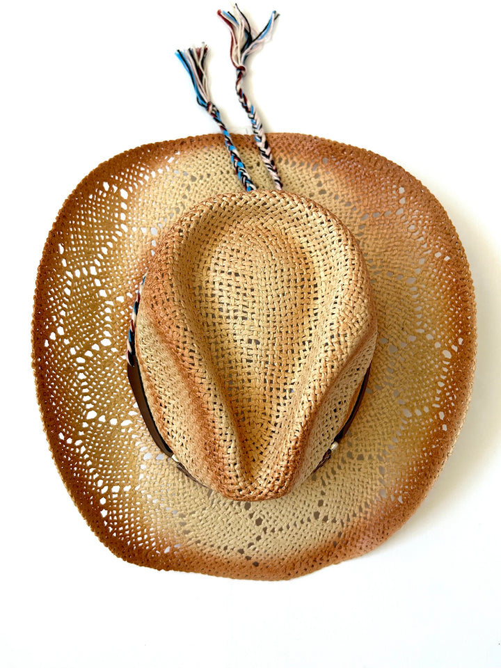 Ellie Cowboy Straw Hat - Teal Band