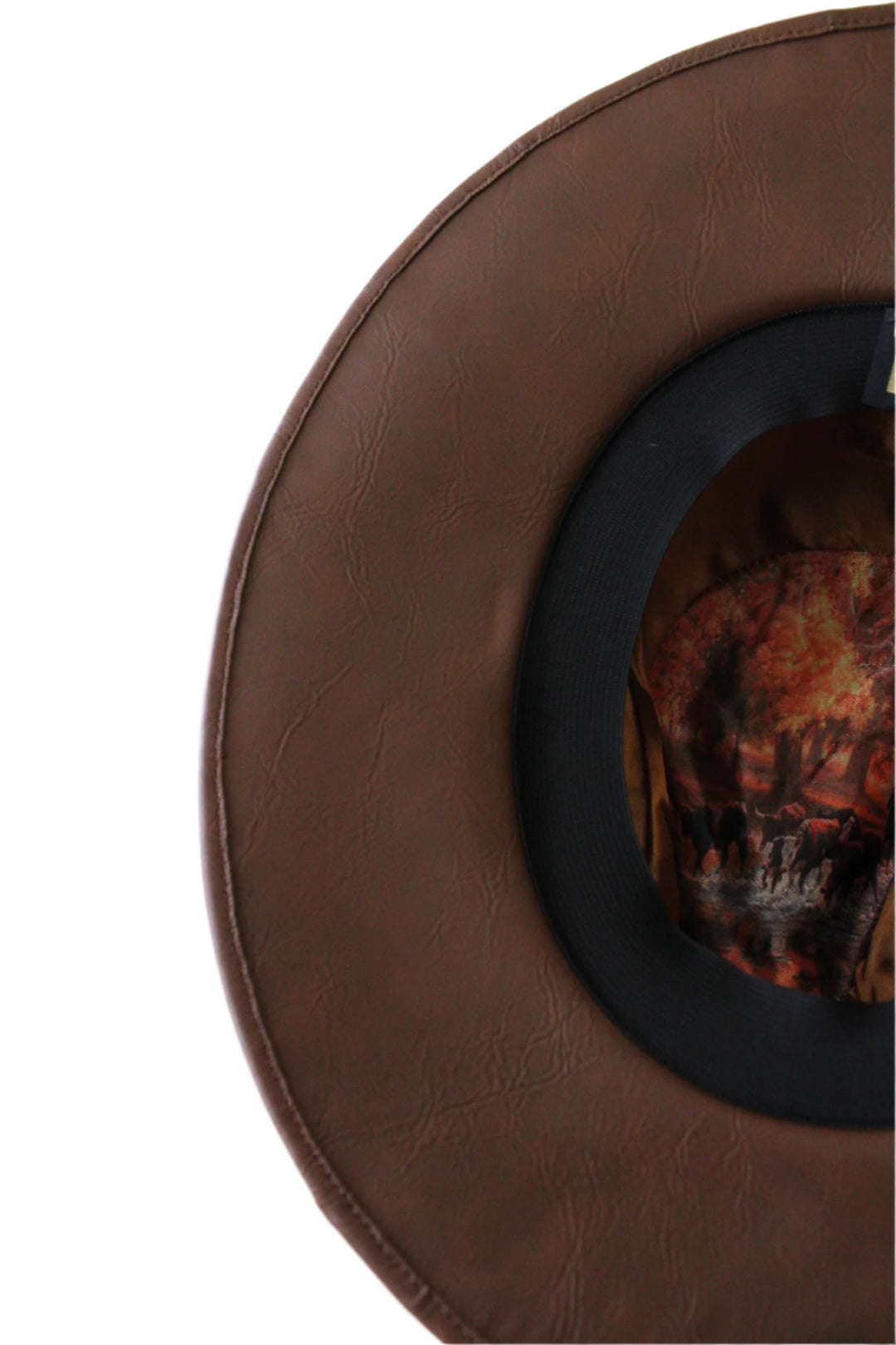 Western Cowboy Faux Leather Fedora Hat - Brown