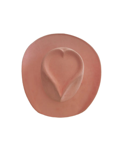 Vegan Suede Heart Shaped Cowboy Hat- Blush Pink