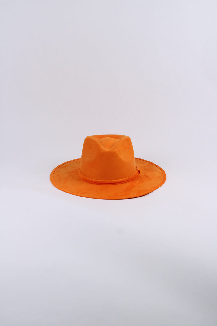 Vegan Suede Rancher Hat - Bright Orange