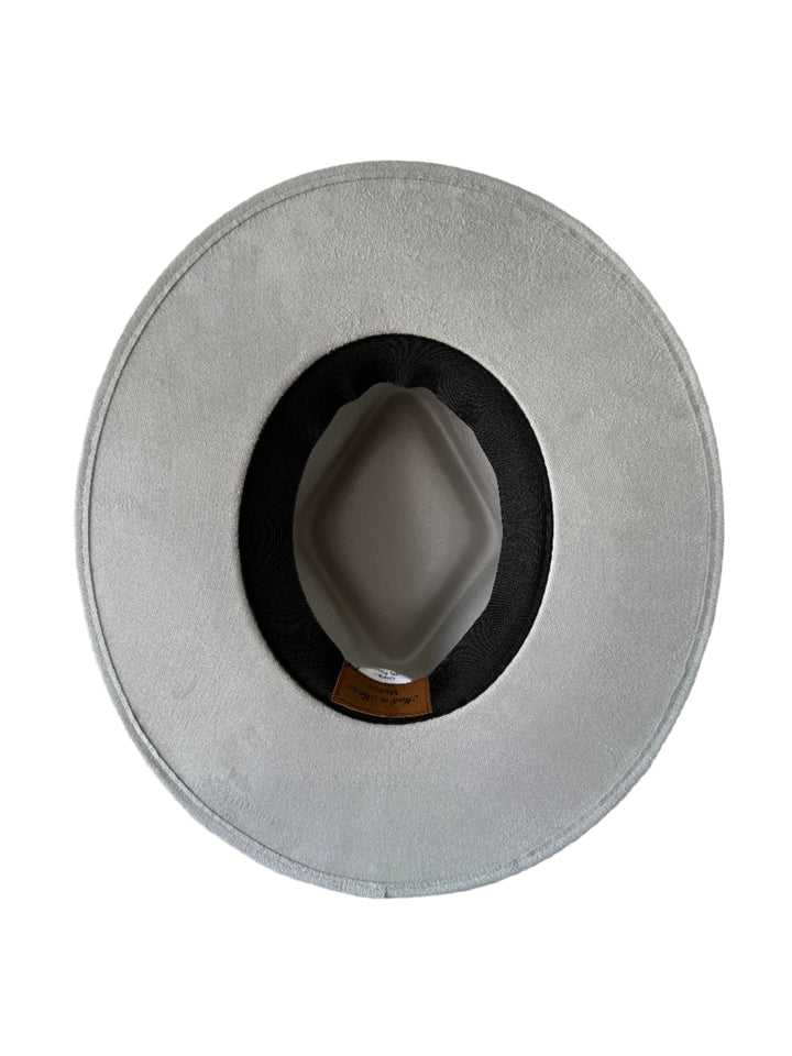 Vegan Suede Diamond Hat - Flat Brim - Light Grey