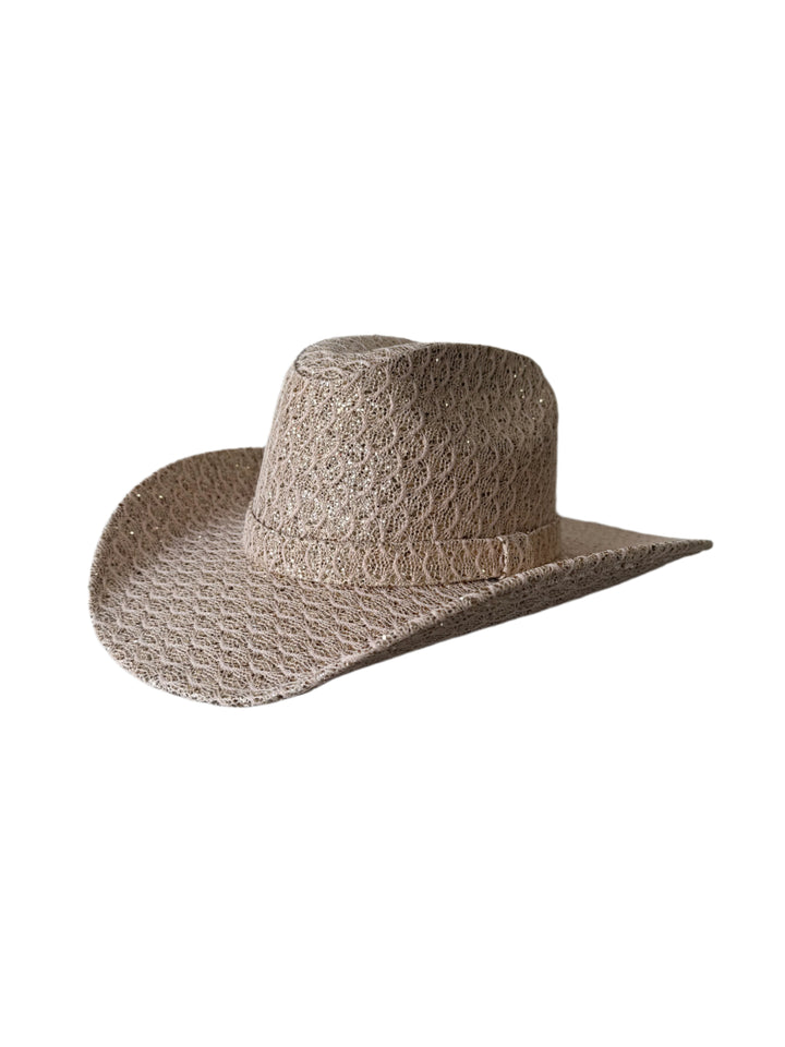 Western Cowboy Glitter Hat- Gold Scallop Textured
