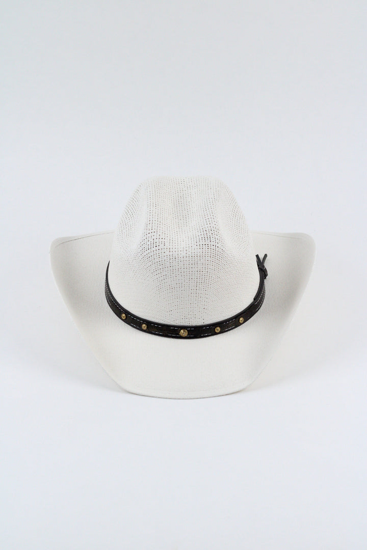 Kids Bullrider Mesh Top Structured Cowboy Hat - Ivory