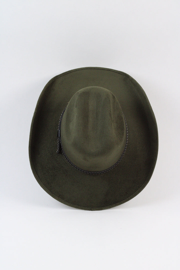 Austin Vegan Suede Cowboy Hat- Olive Green