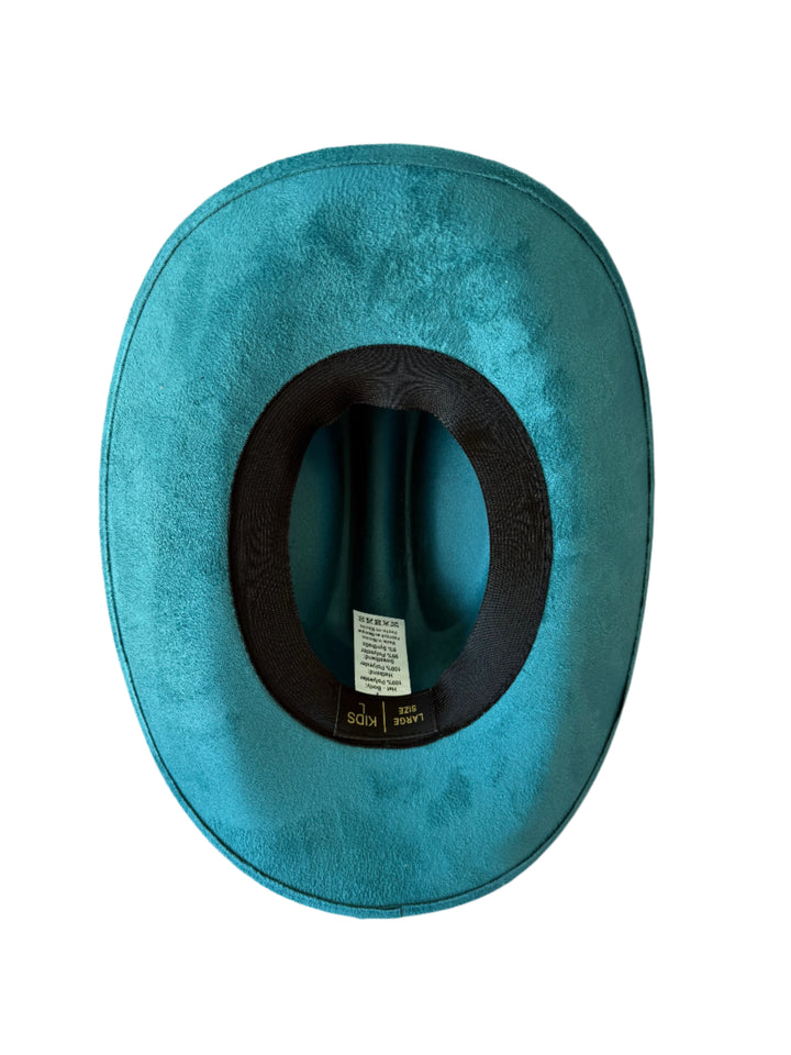 Kids Vegan Suede Texana Hat - Turqouise