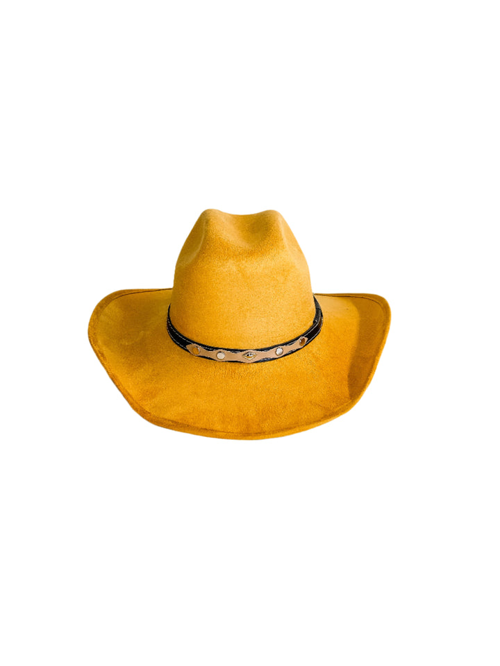 Austin Vegan Suede Cowboy Hat- Mustard Yellow