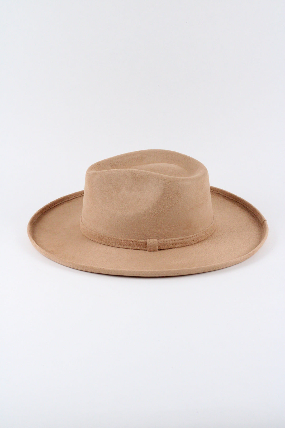 Vegan Suede Rancher Hat - Pencil Brim - Cappuccino