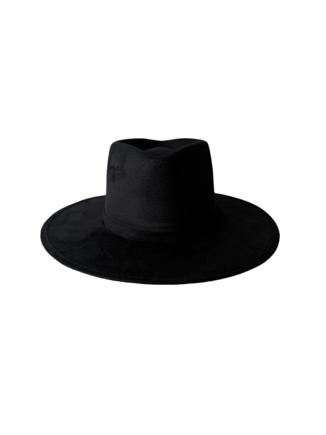 Vegan Suede Diamond Hat - Flat Brim - Black