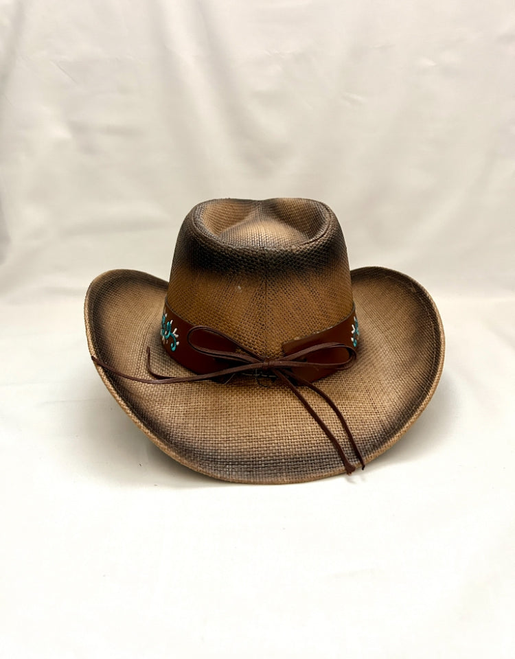 Ellie Cowboy Straw Hat - Chocolate with Caramel Band
