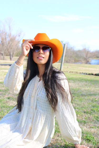 Wren Merino Wool Western Hat - Orange