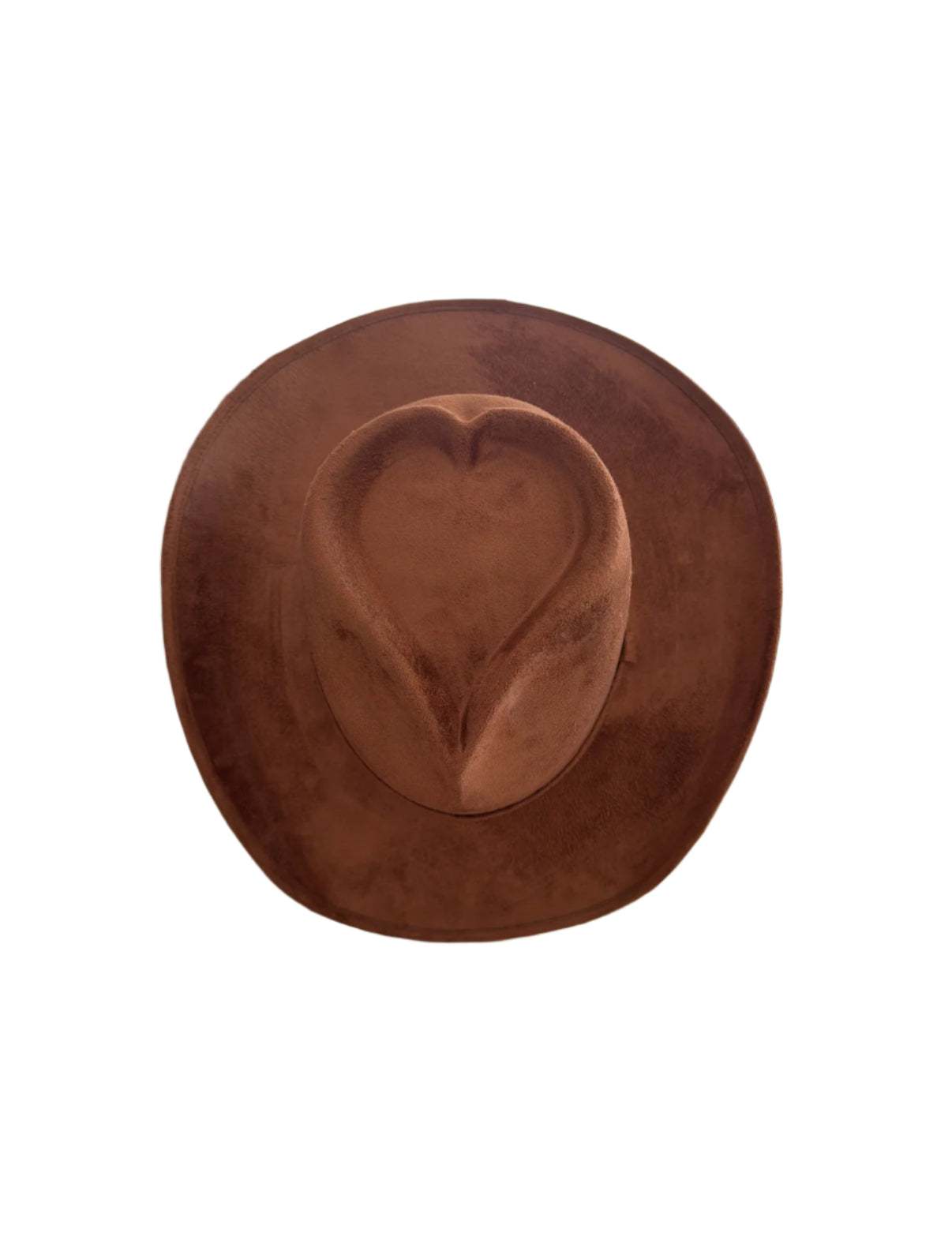 Vegan Suede Heart Shaped Cowboy Hat- Caramel