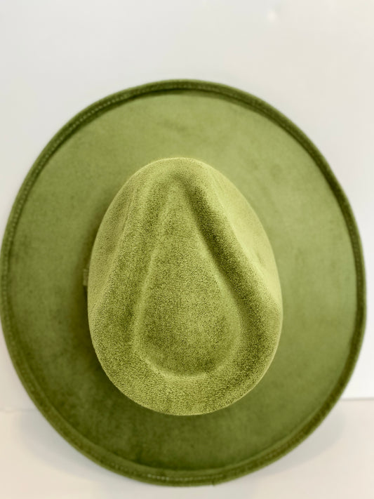 Vegan Suede Rancher Hat - Pencil Brim - Forest Green