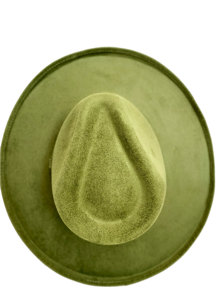 Vegan Suede Rancher Hat - Pencil Brim - Sage