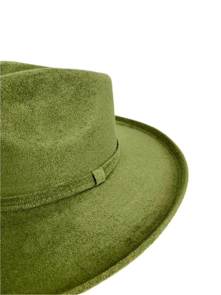Vegan Suede Rancher Hat - Pencil Brim - Sage