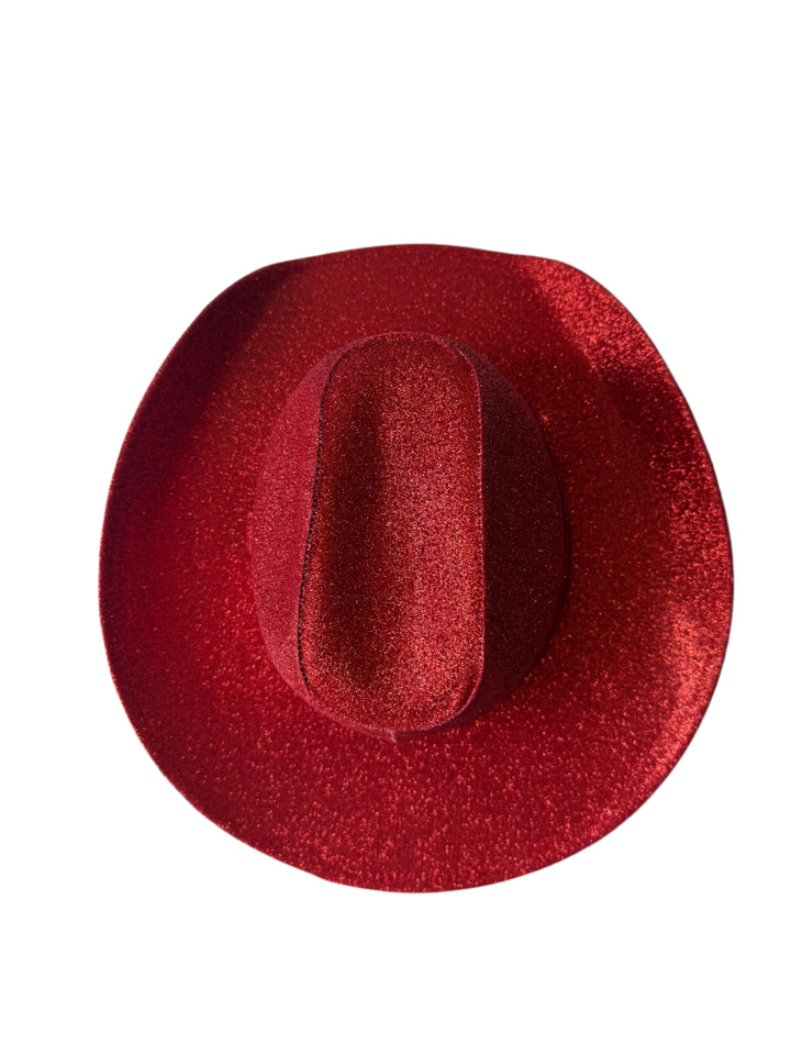 Western Cowboy Glitter Hat- Lipstick Red
