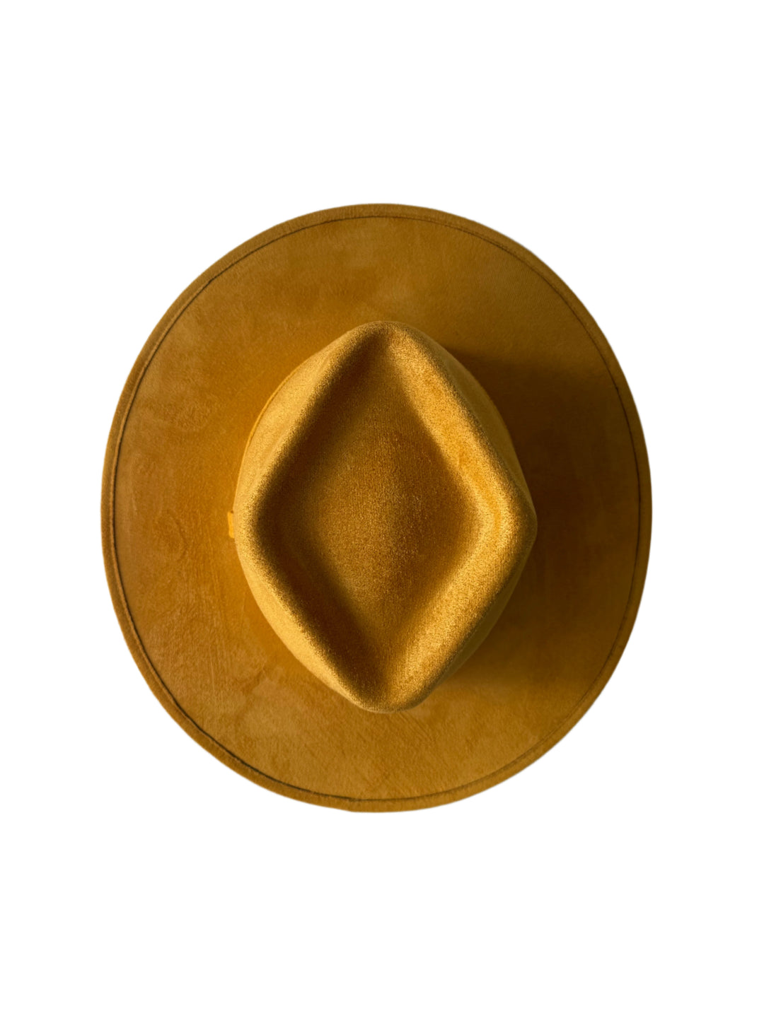 Vegan Suede Diamond Hat - Flat Brim - Mustard