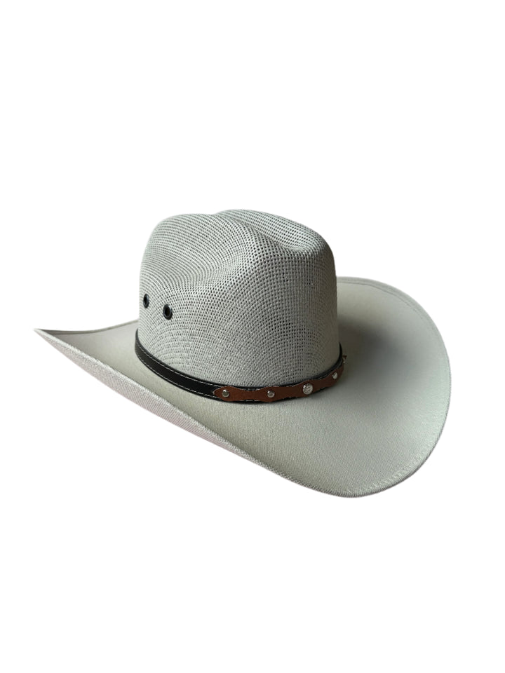 Luckenbach Mesh Top Structured Cowboy Hat - Light Grey