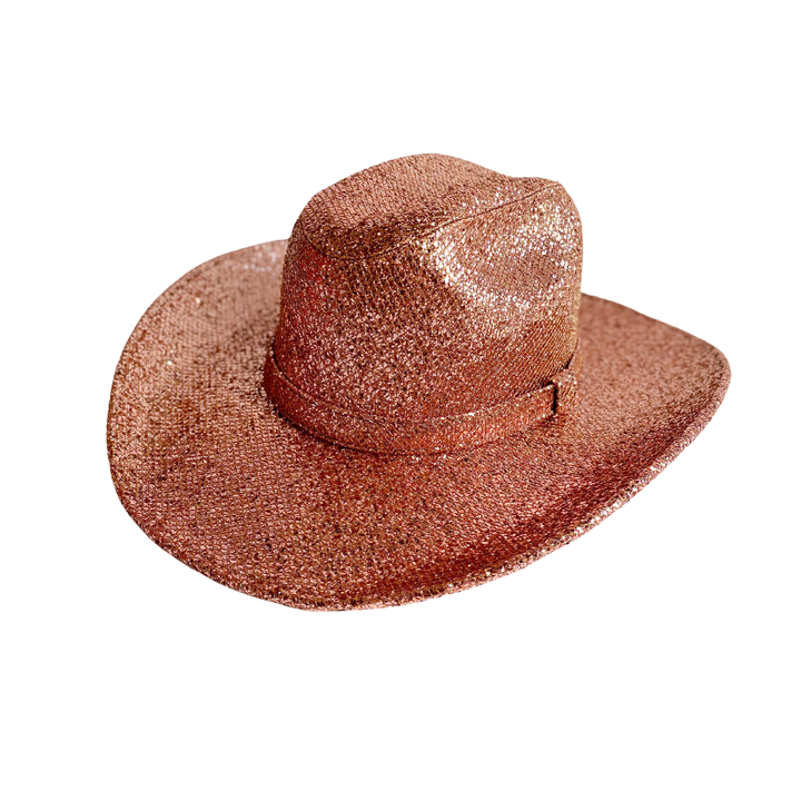 Western Cowboy Glitter Hat- Rose Gold