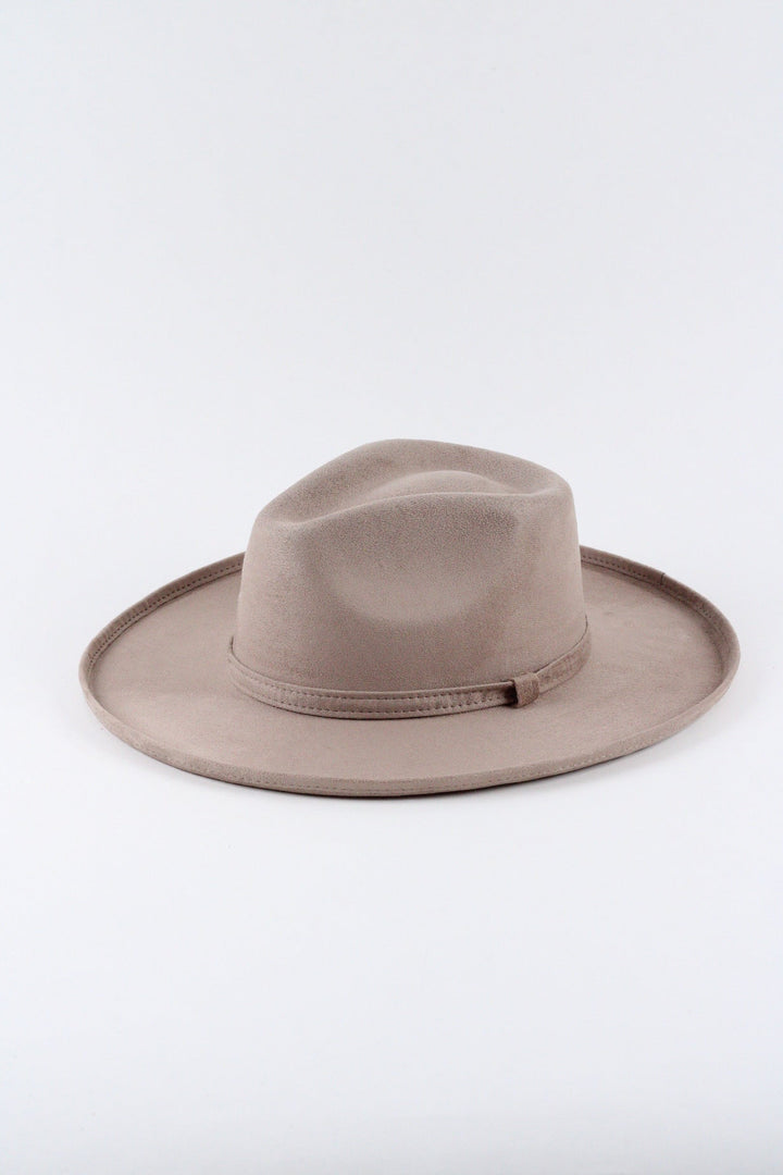 Vegan Suede Rancher Hat - Pencil Brim - Sand