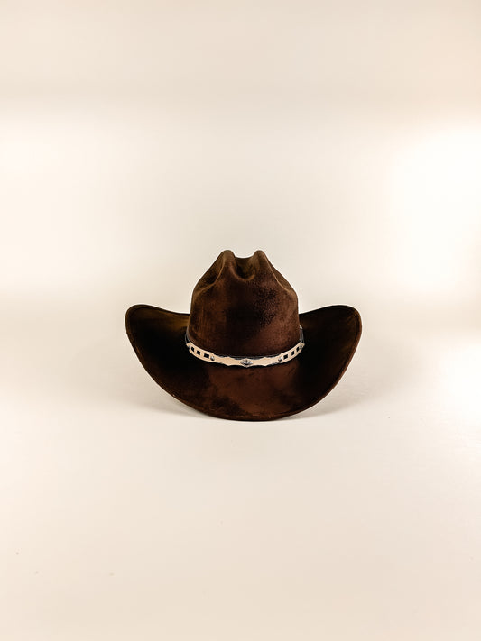Texana Vegan Suede Cowboy Hat- Chocolate