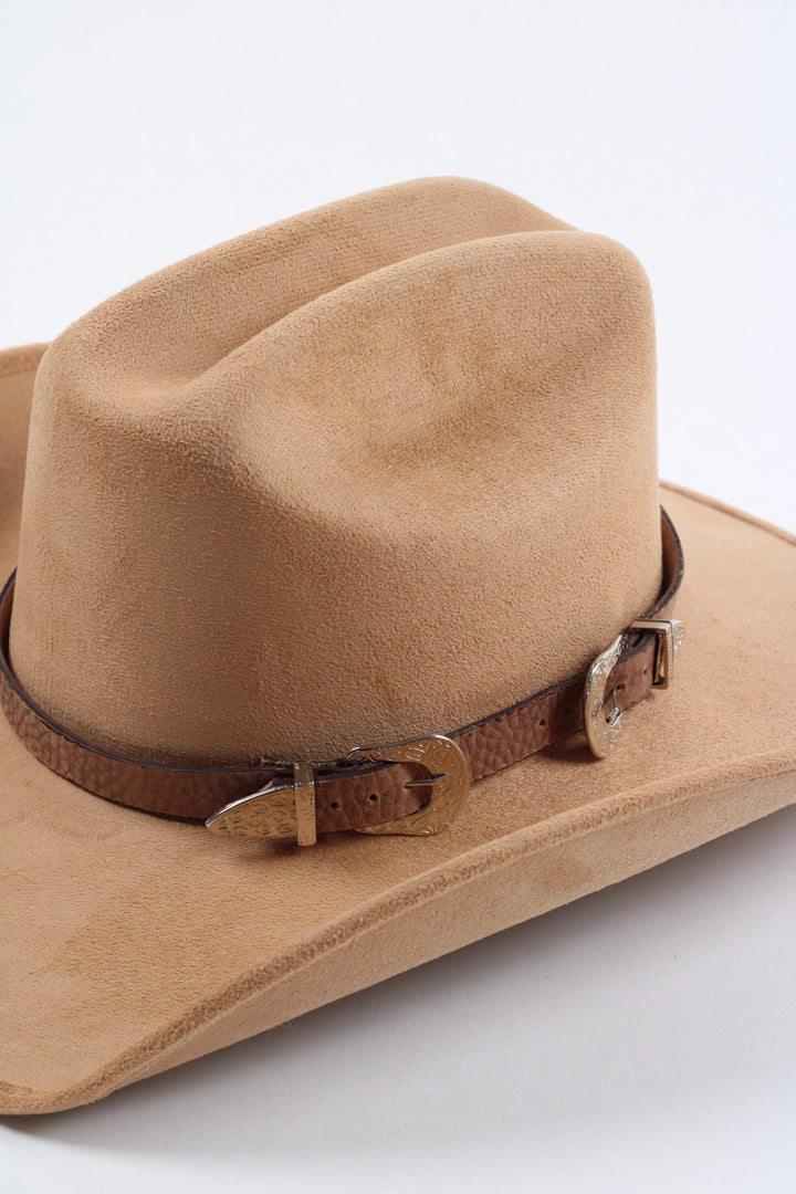 Double Buckle Leather Hat Band